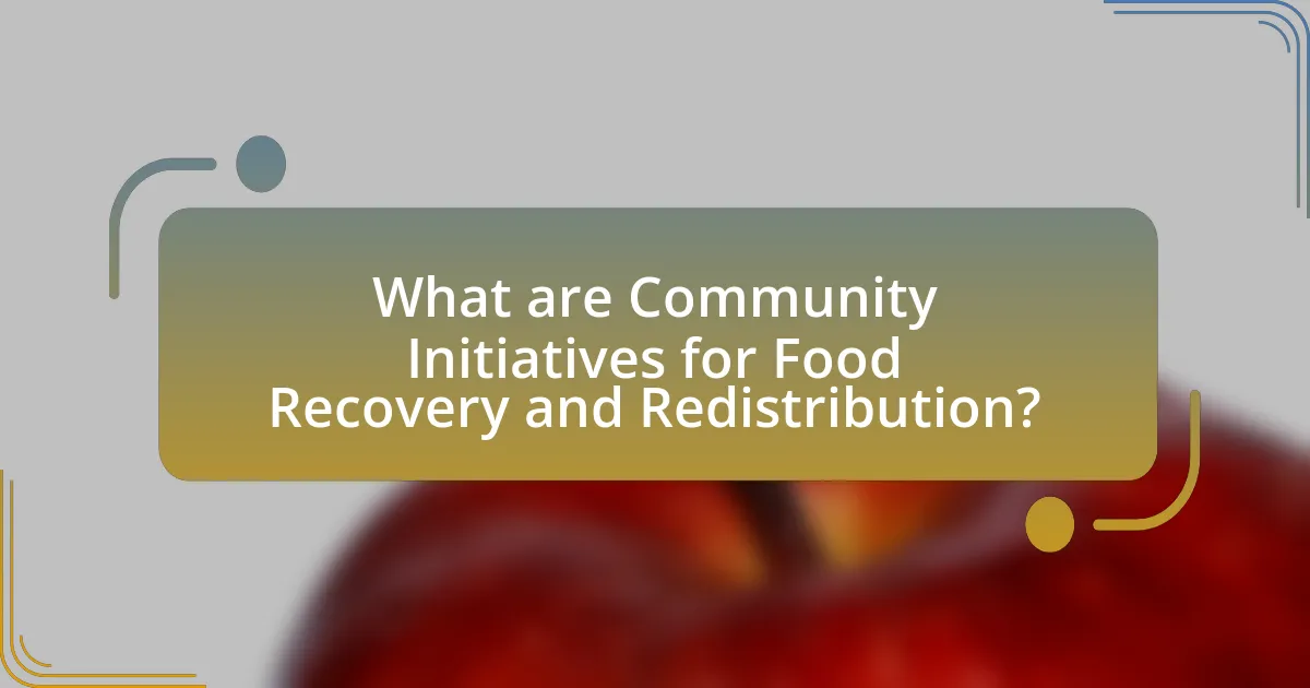 What are Community Initiatives for Food Recovery and Redistribution?