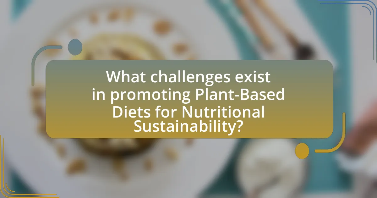 What challenges exist in promoting Plant-Based Diets for Nutritional Sustainability?